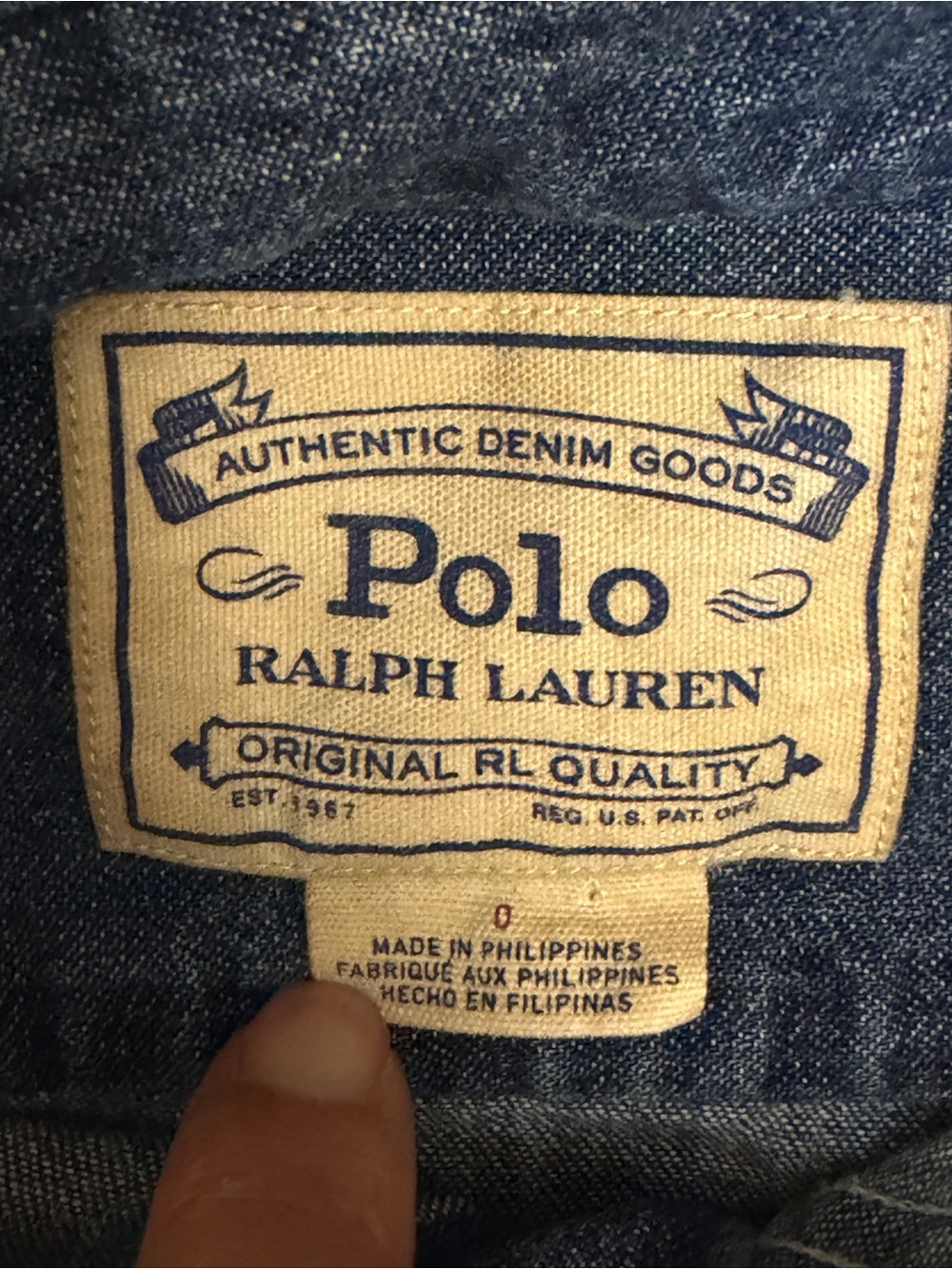 Polo Ralph Lauren Necktie Denim Shirt Bow Blouse Sz 0 - Picture 5 of 12